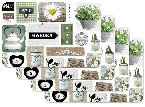 Vénilia Tischset Garten, Platzset für Esszimmer, Esstischmatten, Telleruntersetzer, Platzdeckchen, abwischbar, lebensmittelecht, 45 x 30 cm, 4 Stück, Garden