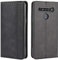 HualuBro Handyhülle für LG K61 Hülle, Retro Leder Stoßfest Klapphülle Schutzhülle Handytasche LederHülle Flip Case Cover für LG K61 Tasche, Schwarz