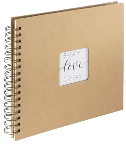 Hama Album photo à spirale Craft (Album souvenirs mariage, anniversaire, baptême, 28x24 cm, 40 pages en papier Kraft chic à personnaliser et à coller, jusqu'à 80 photos de 10 x 15 cm) Marron