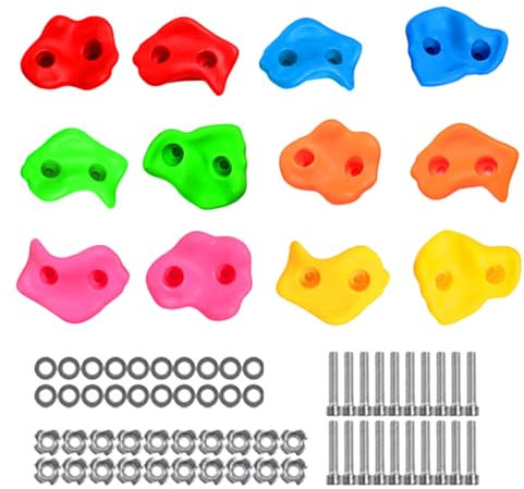 WEITING Prises d'escalade pour, Mur d'escalade pour - Kit de Mur d’Escalade coloré | Accessoires d'aire de Jeux pour Grimper aux Arbres, Ensemble de Jeu d'arrière-Cour, Jouets d'exercice