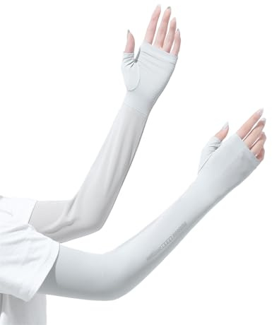 Antcher Guanti lunghi con protezione solare UV, guanti da guida per touchscreen, guanti rinfrescanti per golf, ciclismo, pesca, escursionismo, corsa (grigio)