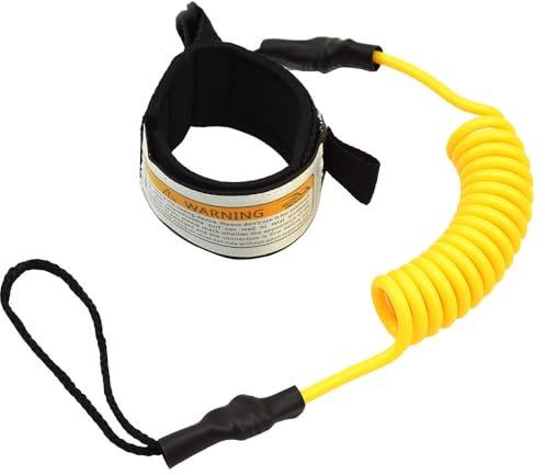 POFET Surf-SUP-Board-Leine, TPU-Body-Surfboard-Leine, aufgerolltes Stand-Up-Surf-Knöchelriemen-Beinseil, mit Edelstahl-Drehgelenken, Verstellbarer Gürtelschnalle, Metallhaken, für Surfbrett