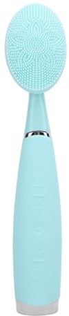 Silicone Electric Facial Cleansing Brush IPX6 Water Proof Handheld Face Cleanser for Travel Business Trips (Green)