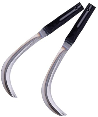 Scythe Mowing Knife 2pcs Folding Weeding Gardening Steel Agricultural Reaping Tool Easy to Use