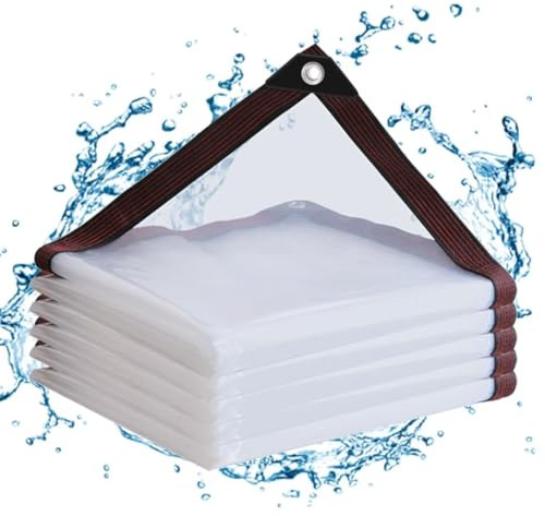 Lona Transparente con Ojales, Impermeable, Lona Transparente, 1 x 1 m, para Exteriores, Plantas, Invernadero, jardín, Muebles, Mascotas, Techo