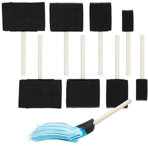Nogeqi 8PCS Foam Brushes, Sponge Paint Brushes with Wood Handle, Washable Paint Sponges for Painting Staining Graffiti Varnishes Details Crafts DIY, 4 Sizes(1 In, 2 In, 3 In, 4 In)