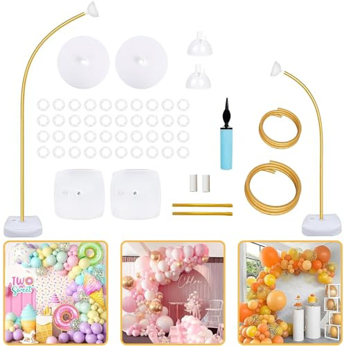 Kit di supporto pieghevole per arco di palloncini, supporto per arco di palloncini con base d'acqua di riempimento, supporto per palloncini a mezzo arco da 2,7 m e 1,5 m, per matrimoni, baby shower
