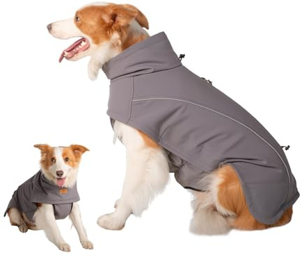 KITVAMREX Dog Coat Warm Dog Winter Coat Waterproof Dogs Jacket with Reflective Pet Fleece Vest Zip-Up Cold Weather Coats for Large Dogs Turtleneck Windproof Coats (Grey,Medium)