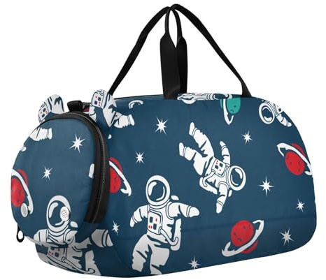 Tanztasche, Sporttasche für Mädchen und Jungen, Astronauten-Weltraum, Kinder-Turnbeutel, Galaxie, StarTravel Duffle Bag mit Namen, Wochenendtasche