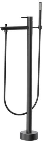 Grifo Monomando Ducha con 2 Salidas Negro Grifo de Pie para Bañera Exenta Fria y Caliente Ducha Baño