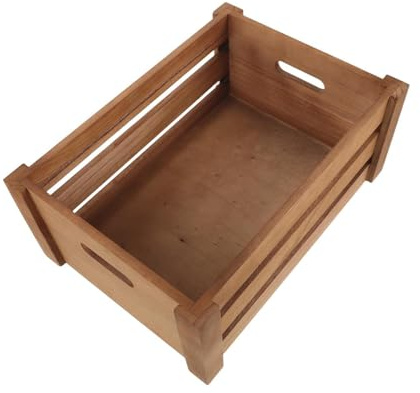 SEWOART Caja de Madera Grande para Guardar Discos de Vinilo y CD 35x25x15 Cm, Soporte Retro Naranja para Organizar Álbumes en Salón U Oficina, Estuche Sólido y Decorativo