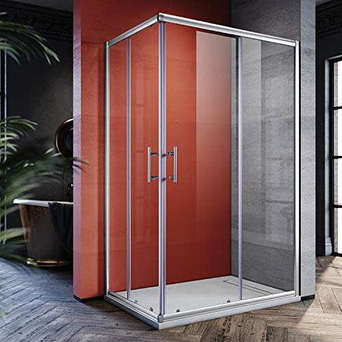 SONNI 120x80cm Eckeinstieg Duschkabine ohne duschtasse, Sicherheitsglas Schiebetür Eckdusche Duschabtrennung Duschschiebetür Glas