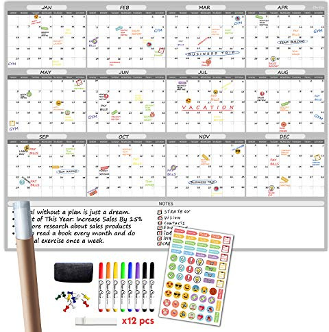 Large Dry Erase Wall Calendar - 48x60 2026 Undated Yearly Wall Calendar for Home, Office, School Projects - Jumbo Erasable and Reusable Laminated Yearly Planning Board