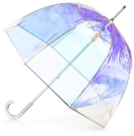 Totes Iridescent Bubble Umbrella with Dome Canopy, Lightweight Design, Wind and Rain Protection, Adults - 51 Canopy