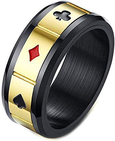 PAURO Anillo Hombres Acero Inoxidable Póker Tarjeta Punk Banda