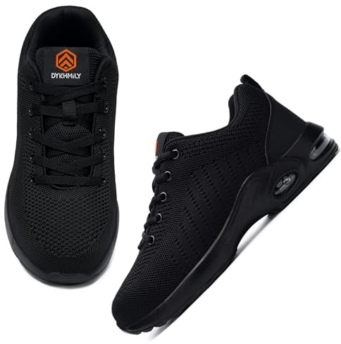 DYKHMILY Zapatos de Seguridad Hombre Ligeras Zapatillas Seguridad Trabajo con Punta de Acero Calzado de Seguridad Deportivo Colchón de Aire Transpirables Reflectante Cómodo (Negro,43.5 EU)