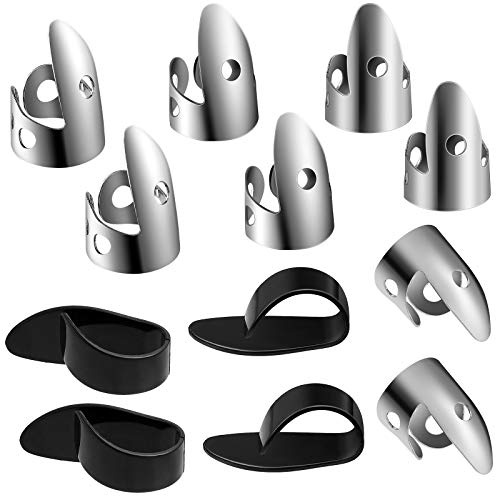 Shappy 12 Pcs Guitar Finger Picks Steel Adjustable for Banjo, Simple Style