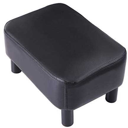 IBUYKE Petit Repose-Pieds en Cuir PU Repose-Pieds Ottoman Moderne Maison Salon Chambre Tabouret rectangulaire avec siège rembourré, Noir RF-BD210-C