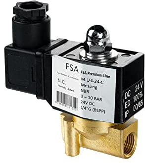 FSA Magnetventil Messing 1/4 24V DC 0-10 bar NBR stromlos geschlossen