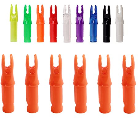 SOPOGER 50 Packs Archery Arrows Nocks - Arrow Inserts for Carbon Arrows .244/6.20mm Plastic Arrow Nocks for DIY Hunting Shooting (Orange)