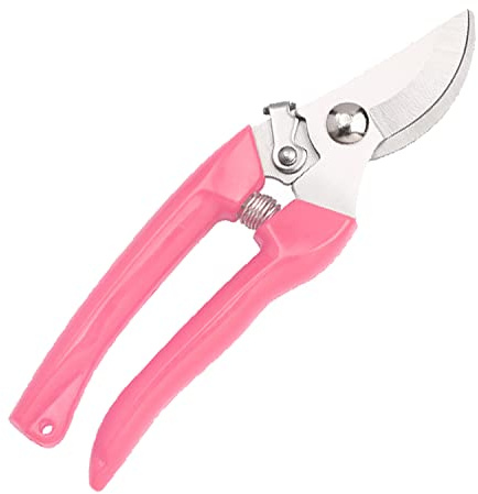 Curve Sécateur avec lame tranchante en acier inoxydable pour couper les fleurs, tailler les plantes de terrasse, fleurs, roses, herbes, bonsaï et récolte de fruits (poignée rose)