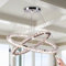 Dimmable Crystal Chandelier, 23.6'' Modern 2 Rings Chandeliers with Remote Control, Oval LED Hanging Lamp 3 Colors Changeable Pendant Lighting Island Light for Kitchen Living Room Dining Room