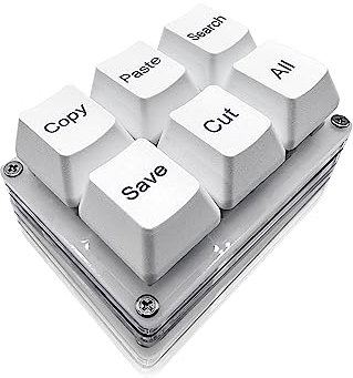 BTXETUEL Copy Paste Search Save Cut All 6-Key Keyboard One Handed OSU Keypad Programmable Mechanical Shortcut Macro Keyboard for Working and Gaming (White)