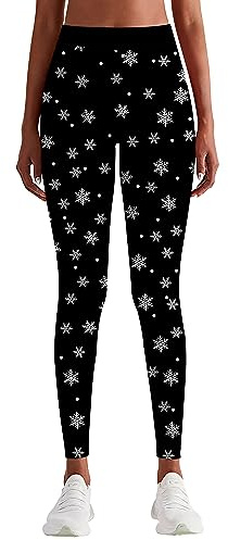 Loveternal Leggings navideños para Mujer, Pantalones elásticos con Estampado de luz navideña, Pantalones Suaves y Divertidos, Pantalones Pitillo de Yoga M