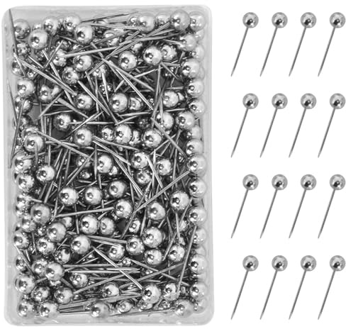 200 stycken stift anslagstavla pins för plasthuvud, stålspets, map pin-nålar, stift set med förvaringslåda (silver)
