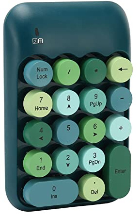 Retro Color 2.4GHz Numeric Keypad with USB Receiver for Laptop, Portable 18 Keys Wireless Number Pads Round Keycaps Auto Sleep Accounting Numpad Compatible with OS X (Dark Green Color)