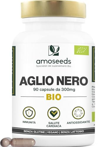 Aglio Nero BIO | Extra Forte, 900mg / Giorno | Contiene S-allilcisteina (SAC), 90 capsule | Cuore, Circolazione Sanguigna, Immunità | Allicina, Integratore di Aglio Capsule | Qualità superiore