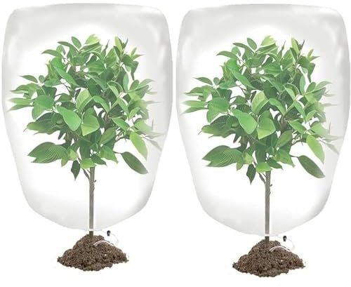 2 Pack 32x32 Inch Insect Bird Barrier Netting Mesh with Drawstring, Plants Netting Mesh Fruit Cage, Fruit Tree Protect Cover Bag for Protection Plant Fruits Flower from Insect Bird Eating