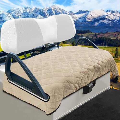 YOKYHOM Golf Cart Seat Covers for 2 & 4 Passenger Carts, Thick Short Plush with Non-Slip Backing, Ultra Soft Seat Towel Blanket, Fits EZGO, Club Car, Yamaha, 51x30.5, Khaki