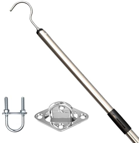 Bytcew Attic Pull Down Hook System Kit, Heavy Duty Ladder Door Stairs Puller Rod Pole Replacement for Ropes Cord String with 2 Handles