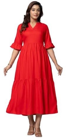 Vihaan IMPEX Blue Maxi Dress for Women UK Solid Rayon Long Summer Ladies Dresses Elegant Casual Party Outfits