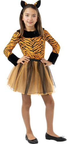 Funidelia | Déguisement tigre pour fille Animaux, Désert, Jungle - Déguisement pour enfant et accessoires pour Halloween, carnaval et fêtes. - Taille 3-4 ans - Orange