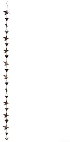 Catena per pioggia per uccelli, 2,5 m, per grondaie, pluviali, catena per grondaie, per esterni, giardino, patio, decorazione in metallo da appendere per pluviale (marrone)