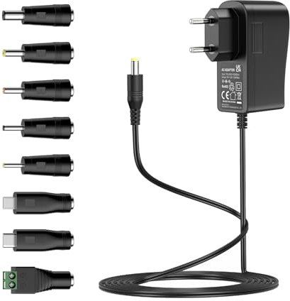 5V 2A Netzteil, 5V AC DC Netzteil Transformator mit 8 DC Steckern für 5V Elektronik wie Tablet Telefon USB HUB CCTV Kamera, 2000mA max.