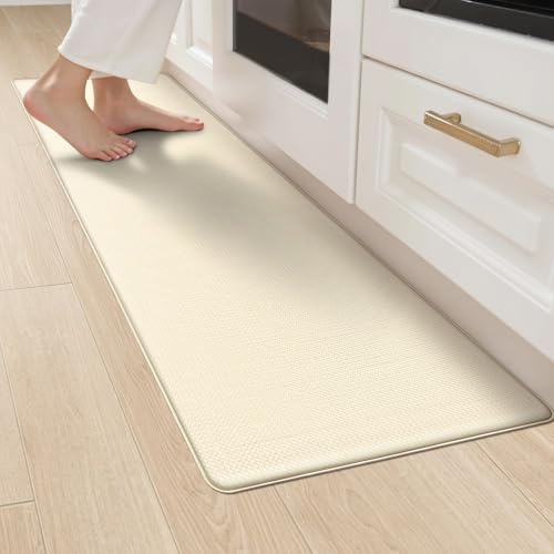 LEKEEPGO Alfombra Cocina Lavable Antideslizante 44x200cm, Impermeable, Alfombra de Cocina Antifatiga para Pasillo, Comedor, Lavadero, Beige