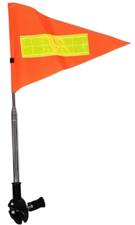 Bandiera per golf cart con asta e supporto estensibile fino a 63 pollici, bandiera per golf cart riflettente ad alta visibilità triangolare, anche per la sicurezza dei bambini in bicicletta