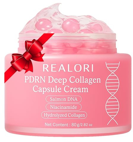 realori PDRN Capsule Cream with Vitamin C & Collagen – Korean Boba Moisturizer for Face, Pink Jelly Cream for Deep Hydration, Skin Repair, and Glow – Korean Skincare Gel for All Skin Types