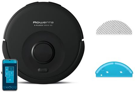 Rowenta X-PLORER Serie85, Aspirateur robot laveur, Aspiration en profondeur, Navigation intelligente, Détection laser à 360°, RR87C5FE, Noir