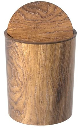 siduytin Papelera de habitación con tapa abatible con imitación de Para madera, creativa, Sensiohome, para baño, de mimbre, l