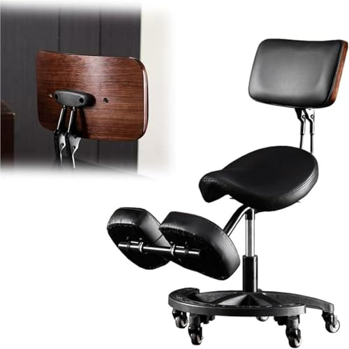 LQVAIPT Silla de Montar de Altura Ajustable con Respaldo, reposapiés, Taburete de Postura for Masaje/SPA/clínica Dental, Asiento de Rodillas con Ruedas