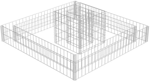 Mokuyary - Jardinera de Gabion de acero galvanizado, 120 x 120 x 20 cm, cama elevada de jardín, bandeja de plantación para cultivar flores, hierbas, plantas suculentas, terraza, patio, balcón