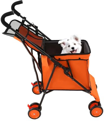 Carrito para mascotas plegable, capacidad de carga de 70 kg, carrito para | Cesta de transporte espaciosa con ventana de malla, tela impermeable y práctica bolsa para viajes, camping y compras
