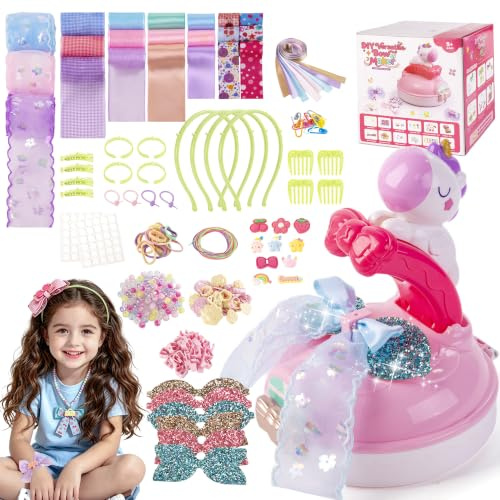 SEMKOTREE Noeud Cheveux DIY Enfant, Ruban Bricolage Enfant Jouet Fille 5 Ans, Serre Tete Fille Barrette Cheveux Accessoire Cheveux élastique Cheveux, Cadeau Fille 6 7 8 9 10 Ans Anniversaire