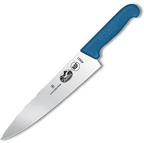 Victorinox Fibrox Tranchiermesser, Extra Scharfe Klinge, Rostfreier Stahl, Ergonomischer Griff, Swiss Made, blau