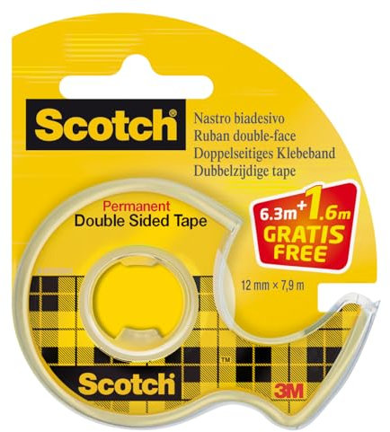 Scotch Doppelseitiges klebeband, 12,7 mm x 7,89 m - Klares Doppelseitiges klebeband, Stark klebend für Scrapbooking, Basteln und Projekte, fotoverträglich