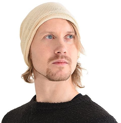 CHARM 100% Seda Gorros Beanie Natural Quimio, Natural